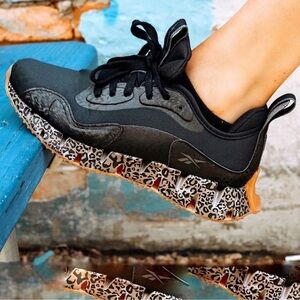 Reebok Zig Dynamica Black Leopard Running Shoes Sneakers
